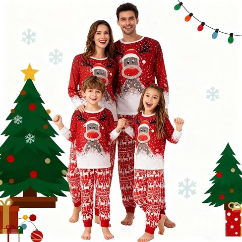 OAKFashion Christmas Family Pajamas Holiday Christma Pajama Family Matching Pjs Set Sleepwear Xmas Jammies in Saudi Arabia