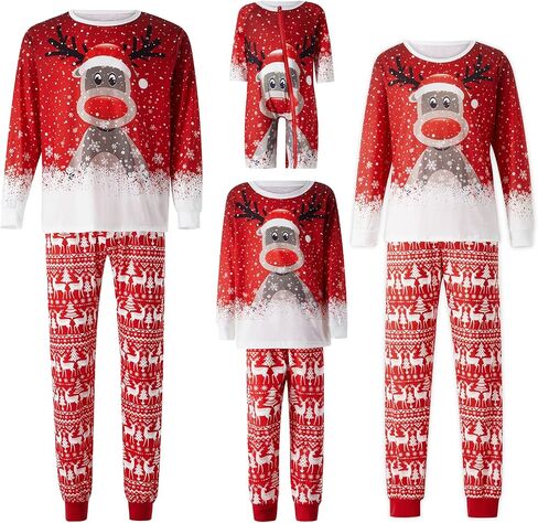 OAKFashion Christmas Family Pajamas Holiday Christma Pajama Family Matching Pjs Set Sleepwear Xmas Jammies in Saudi Arabia
