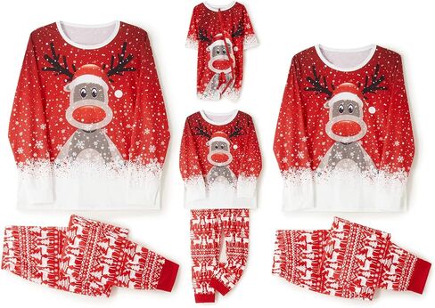 OAKFashion Christmas Family Pajamas Holiday Christma Pajama Family Matching Pjs Set Sleepwear Xmas Jammies in Saudi Arabia