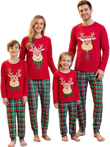 OAKFashion Christmas Family Pajamas Holiday Christma Pajama Family Matching Pjs Set Sleepwear Xmas Jammies in Saudi Arabia