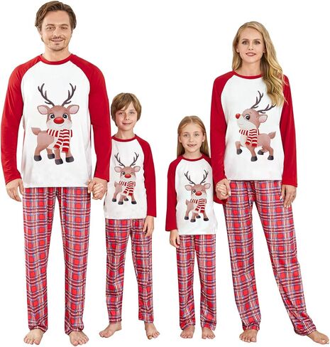 OAKFashion Christmas Family Pajamas Holiday Christma Pajama Family Matching Pjs Set Sleepwear Xmas Jammies in Saudi Arabia