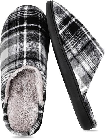 riemot Mens Furry House Slippers Memory Foam Bedroom Shoes Cushioned Lightweight Home Shoe with Thicken Sole Indoor Outdoor Travel Slipper in Saudi Arabia