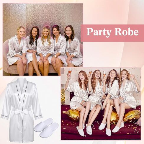 Bonuci 6 Set Women Robe and Slippers Bridesmaid Robes Spa Bathrobe Bulk Soft Kimono Robes for Wedding Party Bridal Shower in Kuwait
