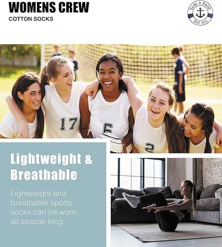 Yacht & Smith 12 PAIRS Womens Value Womens Bulk Lightweight Cotton Crew Socks, Homeless Donation Cheap, Wholesale Sock in Saudi Arabia