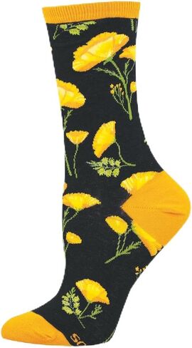 Socksmith Women's California Poppies Crew Socks, Black in Kuwait