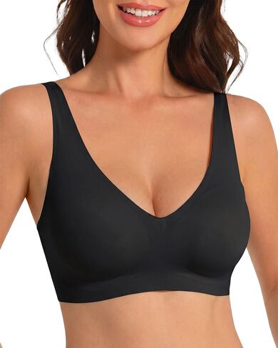 Womens Deep V Bras No Underwire Supportive Tshirt Bra Seamless Comfortable Everyday Bras in Saudi Arabia