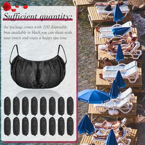 100 Pieces Disposable Bras Disposable Brassieres Non-Woven Bra Beauty Black Brassieres for Sunless Spray Tan Spa Salon Top Garment Underwear in Saudi Arabia