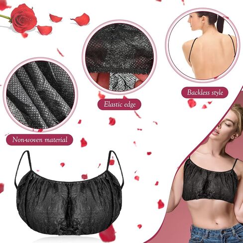 100 Pieces Disposable Bras Disposable Brassieres Non-Woven Bra Beauty Black Brassieres for Sunless Spray Tan Spa Salon Top Garment Underwear in Saudi Arabia