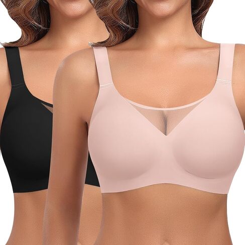 Werena Womens Jelly Wireless Bras Plus Size Minimizer Bra Full Coverage Push Up No Underwire Soft Seamless Tshirt Bralette in Kuwait