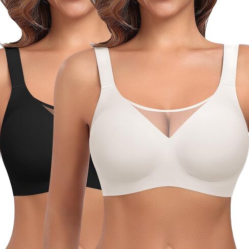 Werena Womens Jelly Wireless Bras Plus Size Minimizer Bra Full Coverage Push Up No Underwire Soft Seamless Tshirt Bralette in Kuwait