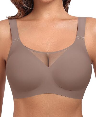 Werena Womens Jelly Wireless Bras Plus Size Minimizer Bra Full Coverage Push Up No Underwire Soft Seamless Tshirt Bralette in Kuwait