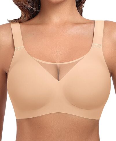 Werena Womens Jelly Wireless Bras Plus Size Minimizer Bra Full Coverage Push Up No Underwire Soft Seamless Tshirt Bralette in Kuwait