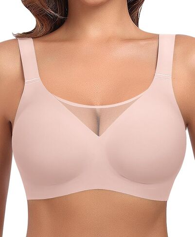 Werena Womens Jelly Wireless Bras Plus Size Minimizer Bra Full Coverage Push Up No Underwire Soft Seamless Tshirt Bralette in Kuwait