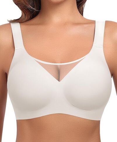 Werena Womens Jelly Wireless Bras Plus Size Minimizer Bra Full Coverage Push Up No Underwire Soft Seamless Tshirt Bralette in Kuwait
