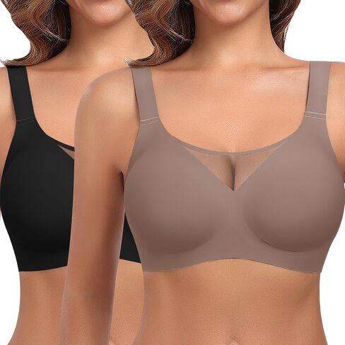 Werena Womens Jelly Wireless Bras Plus Size Minimizer Bra Full Coverage Push Up No Underwire Soft Seamless Tshirt Bralette in Kuwait