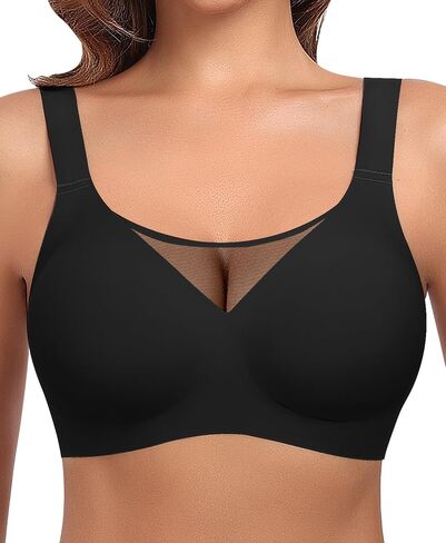 Werena Womens Jelly Wireless Bras Plus Size Minimizer Bra Full Coverage Push Up No Underwire Soft Seamless Tshirt Bralette in Kuwait