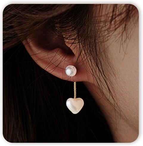 SmileBelle Pearl Earrings For Women, Shell Earrings as Beach Jewelry for Women, Silver Bow Earring as Wedding Jewelry Daisy Earring Ear Climbers for Prom Wedding Daily Party in Kuwait