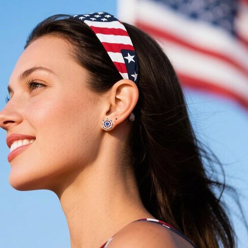 30 Pieces 4th of July Earring Stud Patriotic Earrings Set for Women Enamel Heart Star Butterfly USA Flag Earring Hypoallergenic Independence Day Earrings Jewelry Accessories in Saudi Arabia