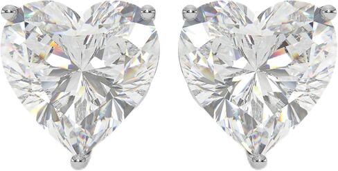 1 Ct Heart Shape Lab Grown Diamond Stud Earrings in 14K White Gold | Screw Back, Hypoallergenic, Daily Work & Party Wear, Gift for Women in Kuwait