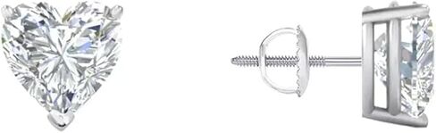 1 Ct Heart Shape Lab Grown Diamond Stud Earrings in 14K White Gold | Screw Back, Hypoallergenic, Daily Work & Party Wear, Gift for Women in Kuwait