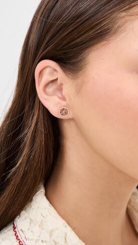 Tory Burch Women's Icon Pave Circle Stud Earrings in Kuwait