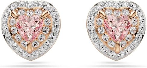 Swarovski One Stud earrings, Heart cut, Pavé, Heart, Pink, Mixed metal finish in Saudi Arabia
