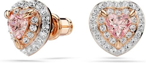 Swarovski One Stud earrings, Heart cut, Pavé, Heart, Pink, Mixed metal finish in Saudi Arabia