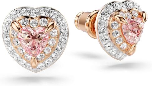 Swarovski One Stud earrings, Heart cut, Pavé, Heart, Pink, Mixed metal finish in Saudi Arabia