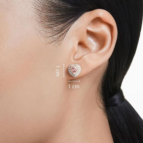 Swarovski One Stud earrings, Heart cut, Pavé, Heart, Pink, Mixed metal finish in Saudi Arabia