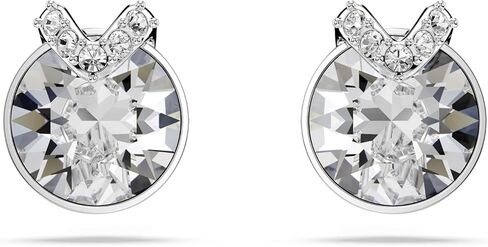 Swarovski Bella stud earrings, Round cut, Pavé, White, Rhodium plated in Saudi Arabia