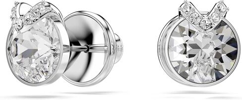 Swarovski Bella stud earrings, Round cut, Pavé, White, Rhodium plated in Saudi Arabia