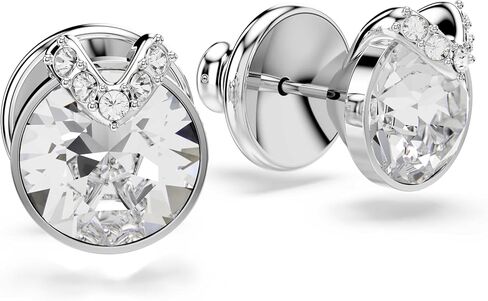 Swarovski Bella stud earrings, Round cut, Pavé, White, Rhodium plated in Saudi Arabia