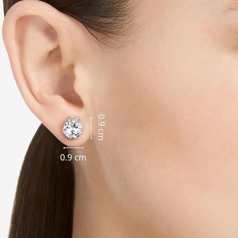 Swarovski Bella stud earrings, Round cut, Pavé, White, Rhodium plated in Saudi Arabia