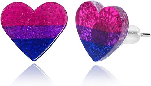 LGBTQ Rainbow Pride Earrings for Women Men Acrylic Heart Earrings LGBTQ Progress Gay Lesbian Stud Earring Bisexual Earring Pansexual Transgender Rainbow Pride Jewelry Accessories in Saudi Arabia