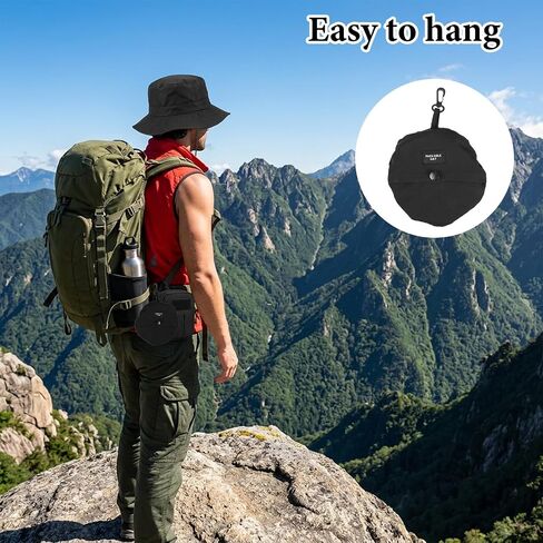 Packable Sun Bucket Hat for Women - Waterproof Quick Dry Bucket Hats, Lightweight UV Protection Hat with Detachable Chin Strap (Black) in Kuwait