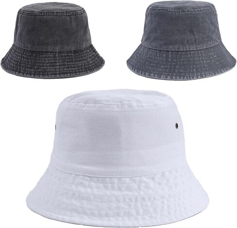 3PCS Cotton Bucket Hats for Women Men UPF 50+ Sun Protection Wide Brim Fisherman Round Summer Sun Hat for Beach in Saudi Arabia