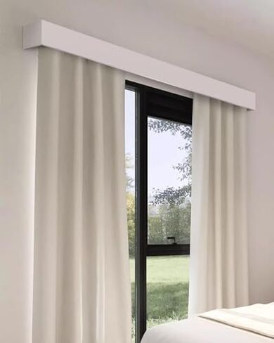 Wall-Mounted Curtain Pelmet Box, Heavy Duty Aluminum Alloy Window Valance with Tracks, Stylish White Curtain Track Panel for Bedroom, Durable Single Track Rod in Kuwait