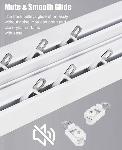 Custom Length Gray Curtain Pelmet & Double Tracks - Metal Drapes Rod with Decorative Valance for Window Treatments, 3m (9.8ft) Ceiling Mount, Stylish Home Décor in Kuwait