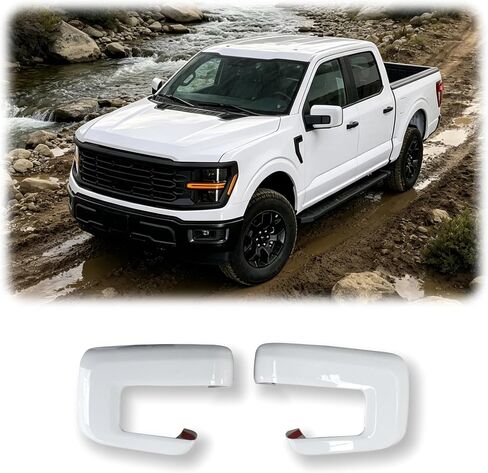 أغطية المرآة لعام 2021-2024 Ford F150 ، تغطي مرآة الرؤية الخلفية البيضاء المطلقة الديكور الخارجي (وليس ثقب الإشارة) in Kuwait