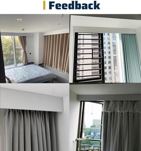 Heavy-Duty Double Row Ceiling Curtain Track - Silent Blackout System with Aluminum Frame, 400cm/157.5in, Ideal for Window Valance Box and Cassette Blinds in Kuwait