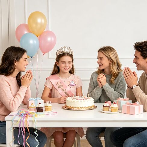 13th Birthday Decorations Teenager Girls - 3 Pcs Rose Gold Official Teenager Sash Tiara Crown Pin Badge Gift Accessories for Girl 13 Year Old Birthday Gifts Party Decor Supplies in Saudi Arabia
