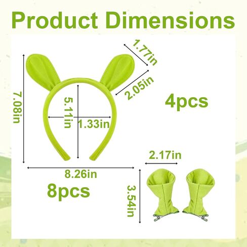Green Ogre Ears Outfit Cute Monster Hair Clips Halloween Cosplay Party Dress Up Costume Accessories for Adults in Saudi Arabia