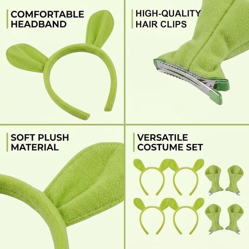 Green Ogre Ears Outfit Cute Monster Hair Clips Halloween Cosplay Party Dress Up Costume Accessories for Adults in Saudi Arabia