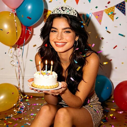 18th Birthday Tiara and Sash Set - Gold Rhinestone Crown with Glitter It's My 18th Birthday Sash Party Supplies Decoration in Saudi Arabia