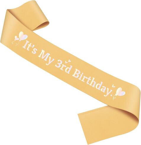 3rd Birthday Decorations for Girls Gold Satin Sash 3 Year Old Birthday Gift for Toddler Girls Princess Daughter Sister Niece Friend Kids Granddaughter Bady Party Decorations Accessory Supplies in Saudi Arabia