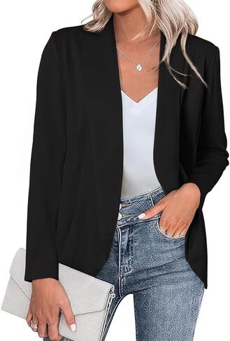 Womens Casual Long Sleeve Business Blazers Lightweight Open Front Dressy Cardigan Jacket Office Work Suits in Kuwait