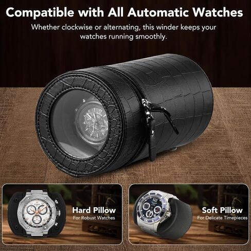 Single Watch Winder for Automatic Watches – Silent Motor, Battery and AC Adapter Powered, 2 Rotating Modes, Portable Watch Winders with Acrylic Window – Automatic Watch Winder Box for Men & Women in Saudi Arabia
