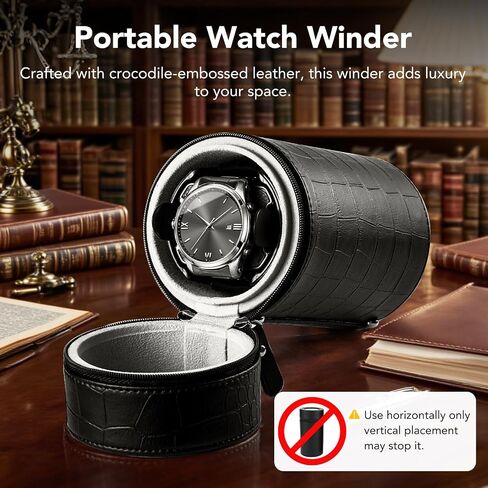 Single Watch Winder for Automatic Watches – Silent Motor, Battery and AC Adapter Powered, 2 Rotating Modes, Portable Watch Winders with Acrylic Window – Automatic Watch Winder Box for Men & Women in Saudi Arabia