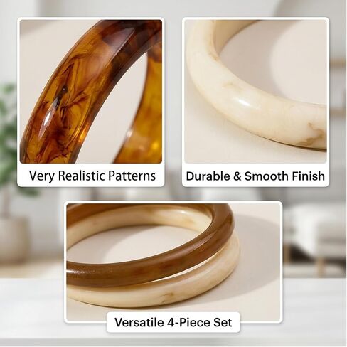4Pcs Chunky Bangles Set, Chunky Bracelets, Bracelets For Women Perfect for Daily Wear, Office Outfits, Parties, Vacations, Holidays in Saudi Arabia