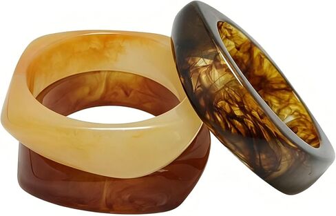 3Pcs Chunky Acrylic Bracelets for Women Large Square Chunky Bangle Bracelet Set Colorful Boho Daily Party Gift Jewelry in Saudi Arabia